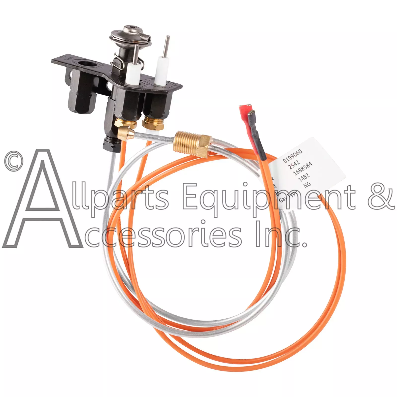 0.199.060 Pilot Assembly Electronic Ignition Natural Gas 2 Flame Hood Side Mount Orange Wires
