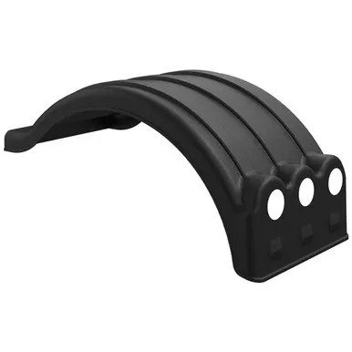Minimizer Black Poly Double Deuce Fender Back Half W/ Light Box For 52 - 54 Inch Tandem Axle Spread W/ 22.5 & 24.5 Dual Tires